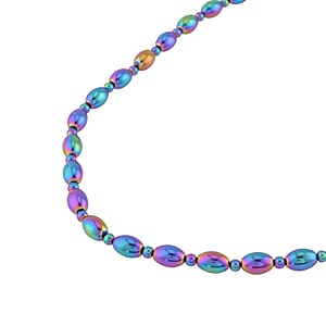 Mystic Color Hematite 326.50 ctw Beaded Necklace with Magnetic Clasp in Silvertone 20 Inches