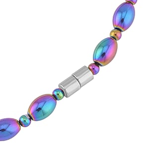 Mystic Color Hematite 326.50 ctw Beaded Necklace with Magnetic Clasp in Silvertone 20 Inches