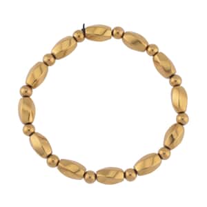 Golden Plated Hematite Beaded Stretch Bracelet 352.50 ctw