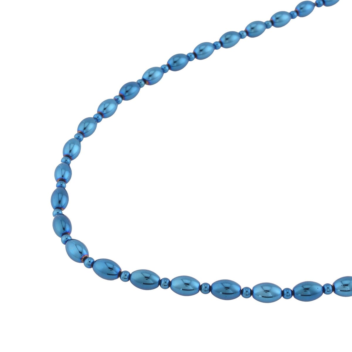 Blue Plated Hematite 326.50 ctw Beaded Necklace with Magnetic Clasp in Silvertone 20 Inches image number 2
