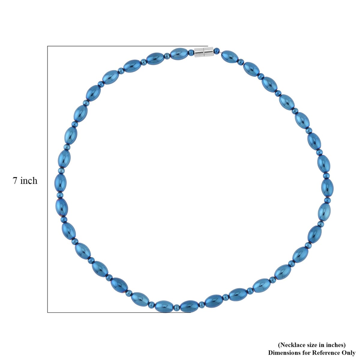 Blue Plated Hematite 326.50 ctw Beaded Necklace with Magnetic Clasp in Silvertone 20 Inches image number 4
