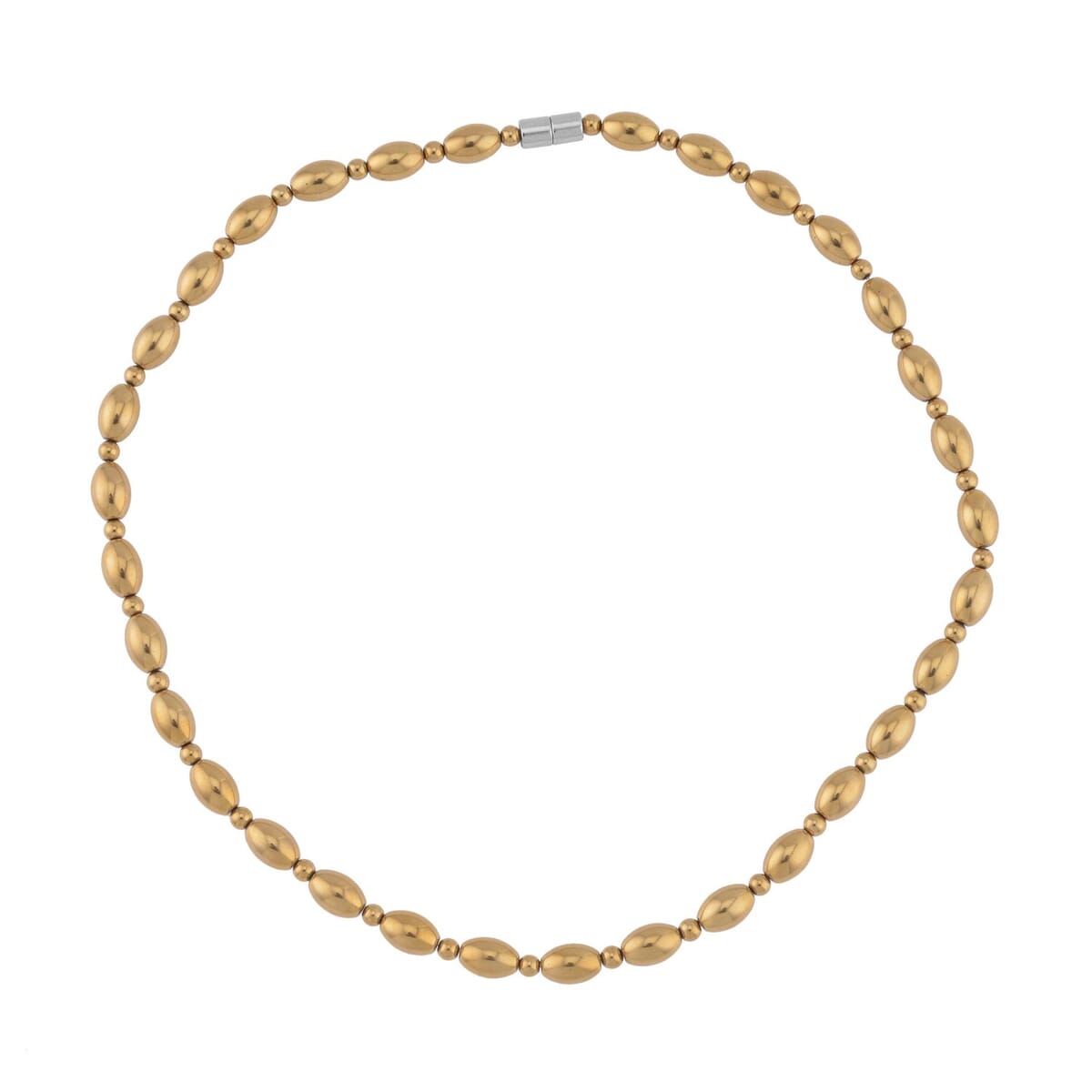Yellow Gold Plated Hematite 326.50 ctw Beaded Necklace 20 Inches with Magnetic Clasp in Silvertone 20 Inches image number 0
