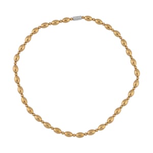Yellow Gold Plated Hematite 326.50 ctw Beaded Necklace 20 Inches with Magnetic Clasp in Silvertone 20 Inches