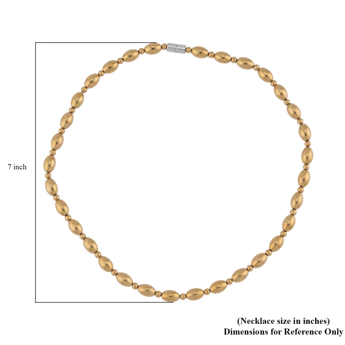 Yellow Gold Plated Hematite 326.50 ctw Beaded Necklace 20 Inches with Magnetic Clasp in Silvertone 20 Inches image number 4
