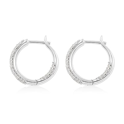 Diamond Hoop Earrings in Platinum Over Sterling Silver 1.00 ctw