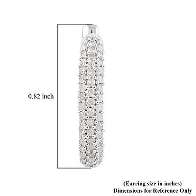 Diamond Hoop Earrings in Platinum Over Sterling Silver 1.00 ctw
