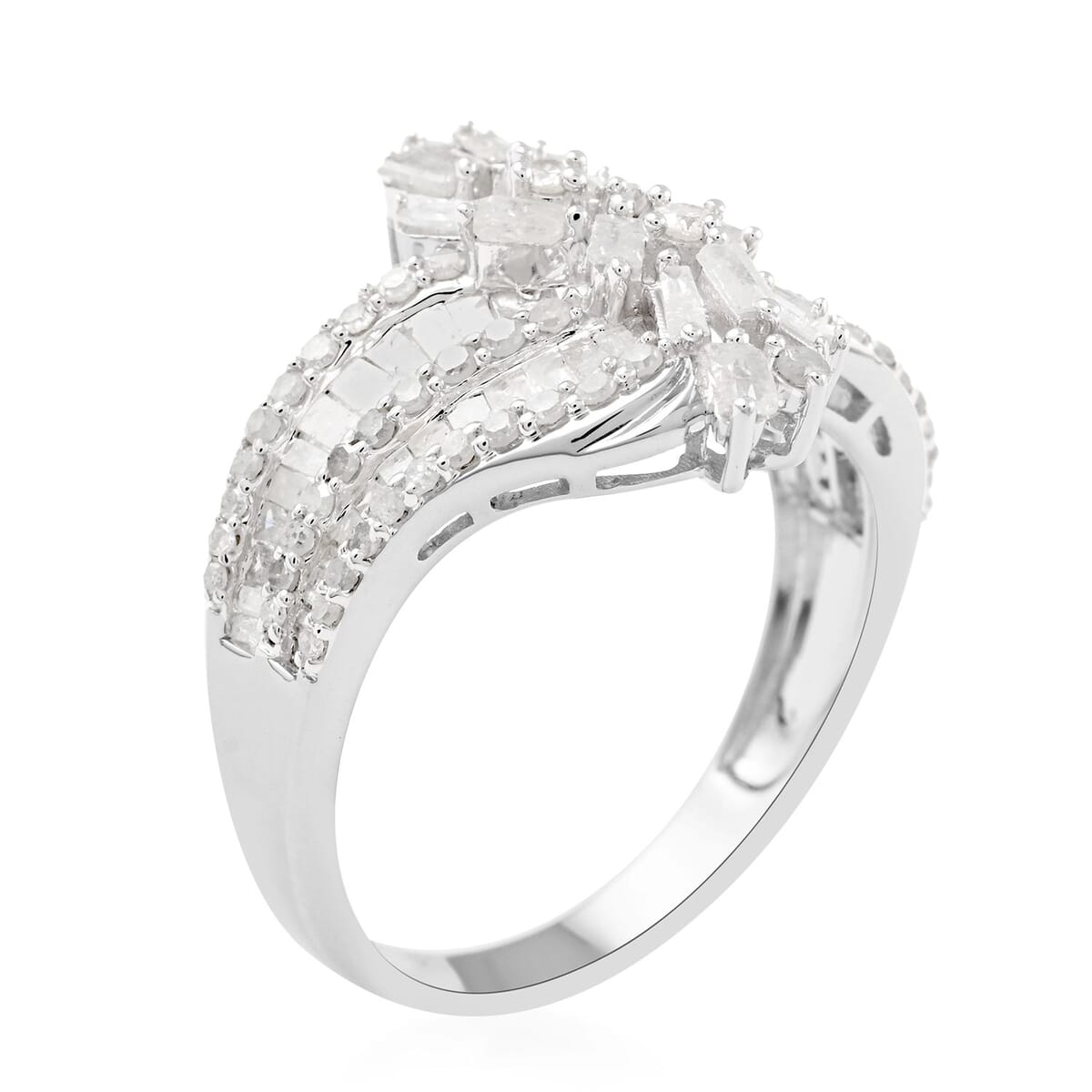 Diamond Ring in Platinum Over Sterling Silver 1.75 ctw image number 3