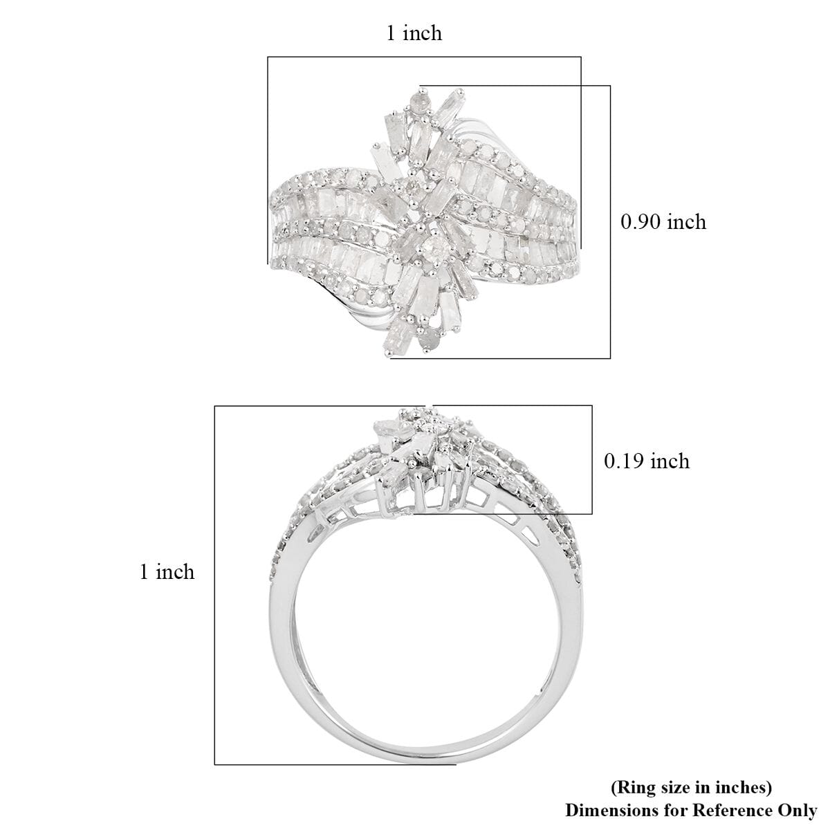 Diamond Ring in Platinum Over Sterling Silver 1.75 ctw image number 5