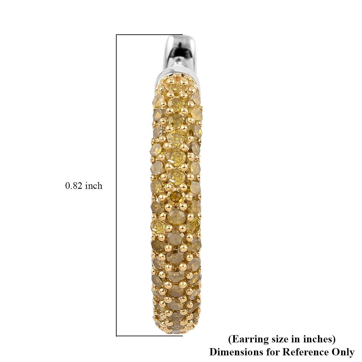 Yellow Diamond Hoop Earrings in Rhodium & Platinum Over Sterling Silver 1.00 ctw image number 4