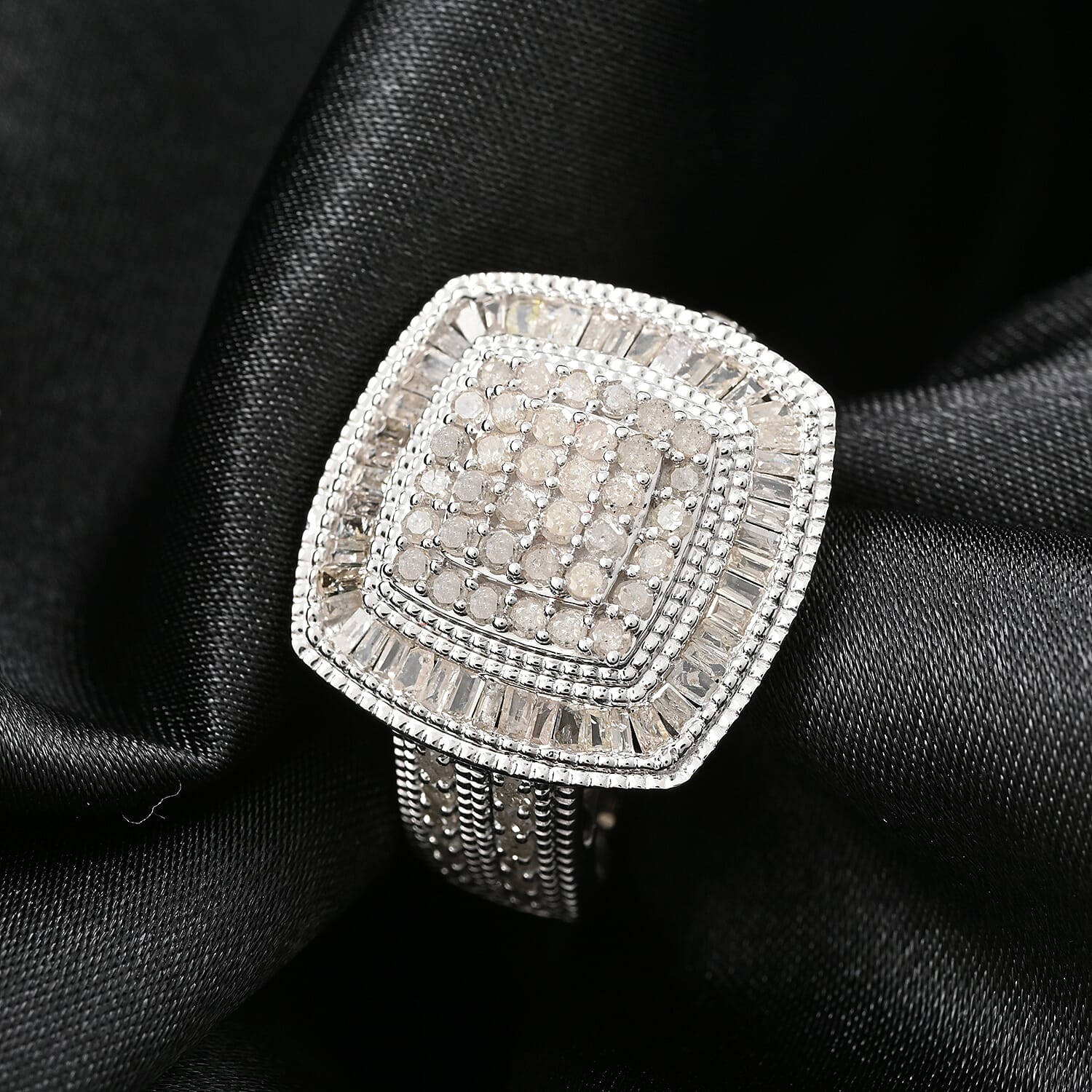 Diamond Ring in Platinum Over Sterling Silver (Size 10.0) 1.50 ctw