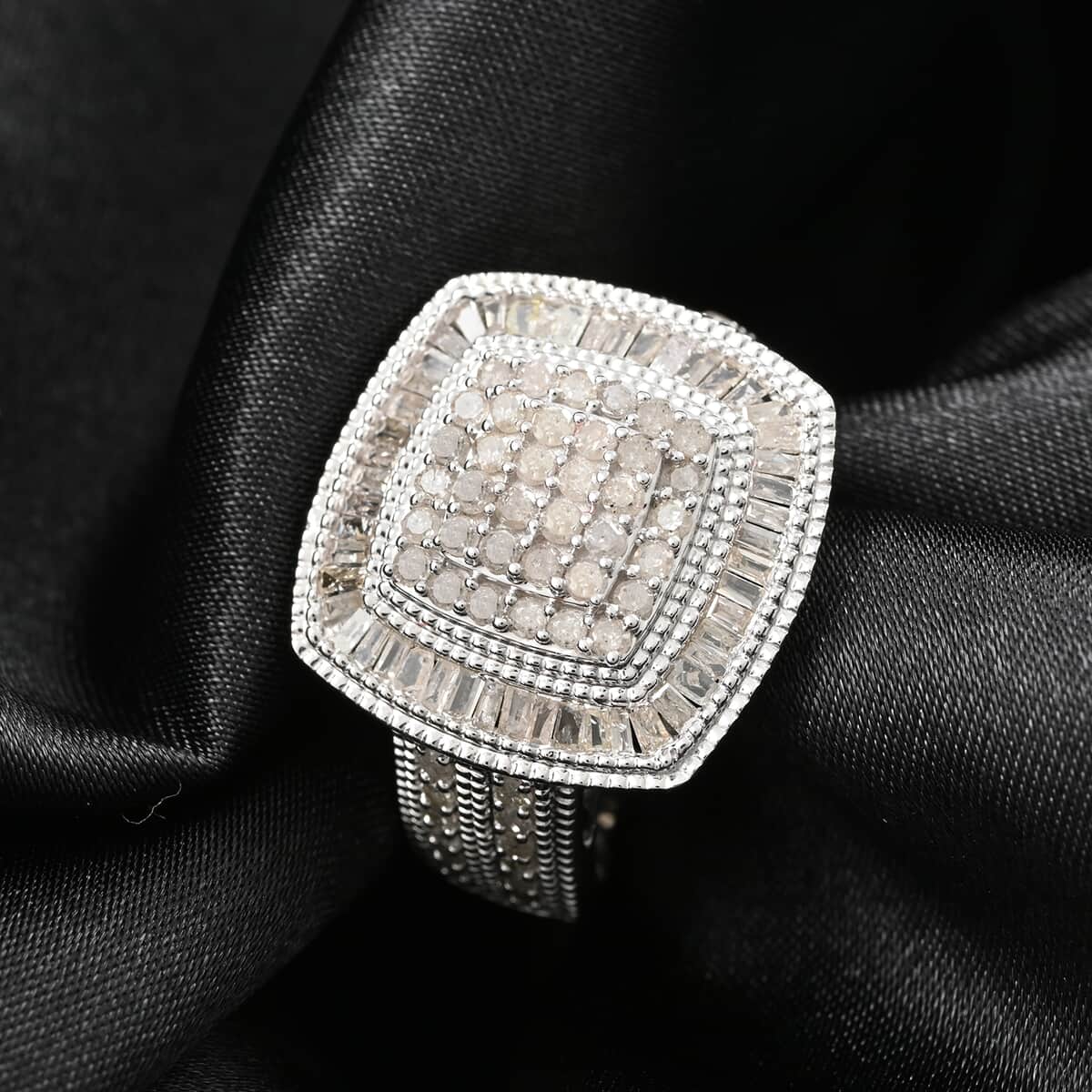 Diamond Ring in Platinum Over Sterling Silver (Size 10.0) 1.50 ctw image number 1