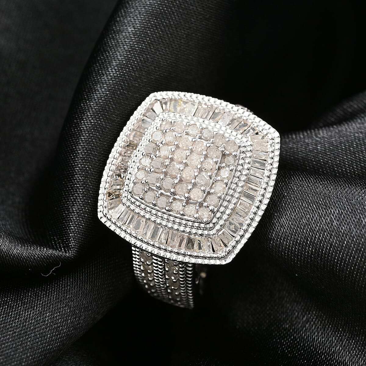Diamond Ring in Platinum Over Sterling Silver (Size 7.0) 1.50 ctw image number 1