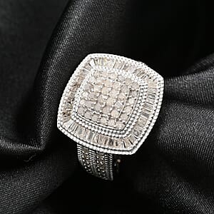 Diamond Ring in Platinum Over Sterling Silver (Size 7.0) 1.50 ctw