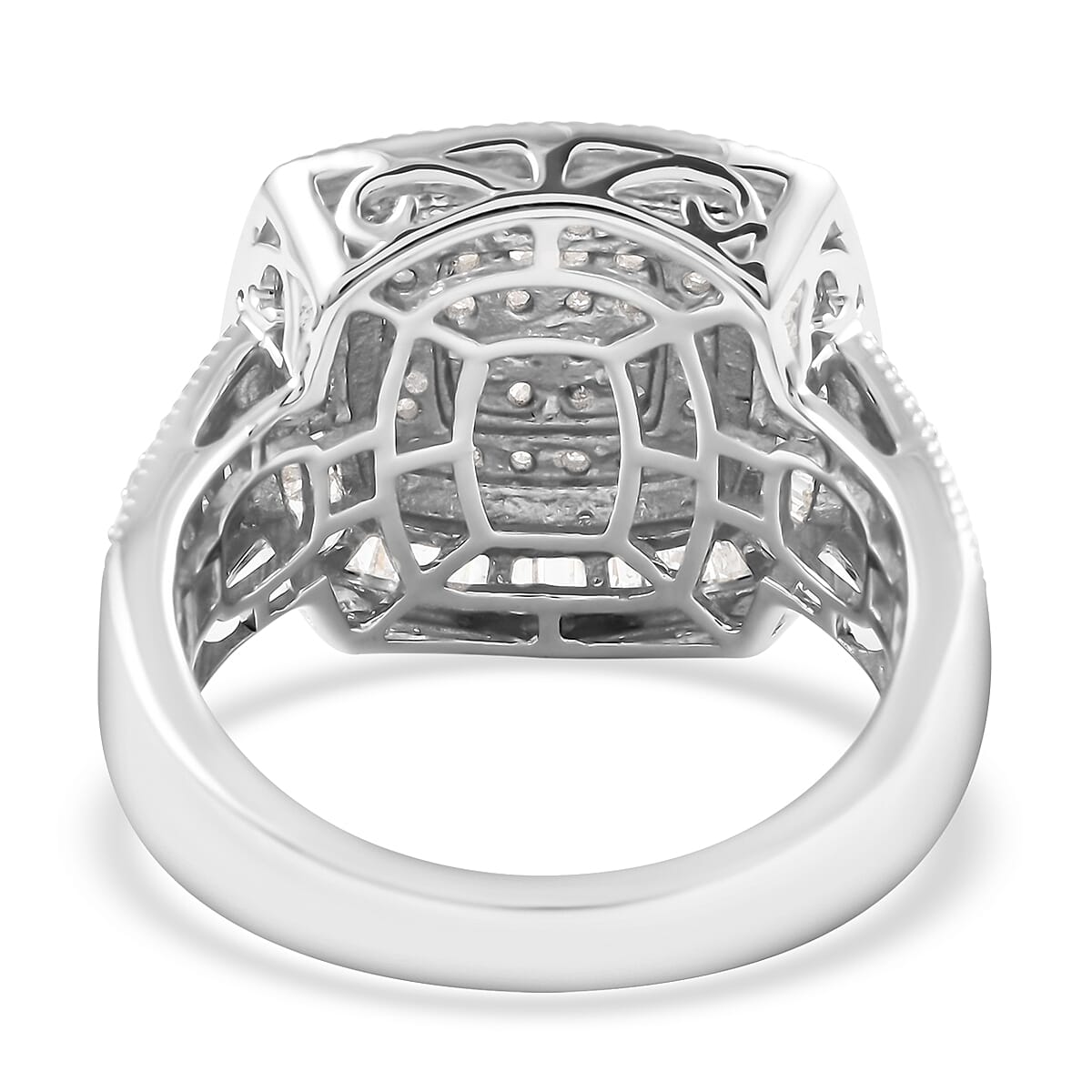 Diamond Ring in Platinum Over Sterling Silver (Size 7.0) 1.50 ctw image number 4