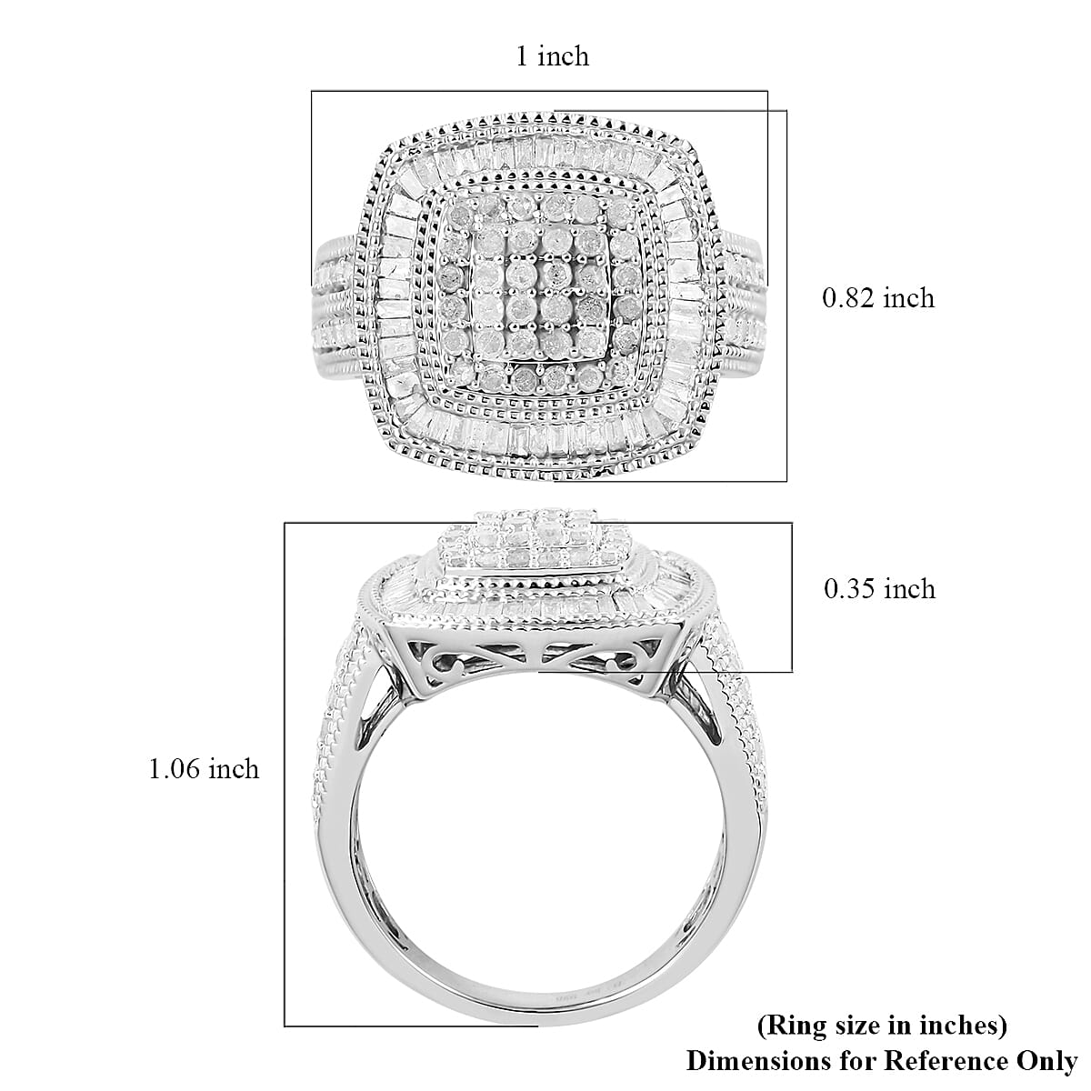 Diamond Ring in Platinum Over Sterling Silver (Size 7.0) 1.50 ctw image number 5