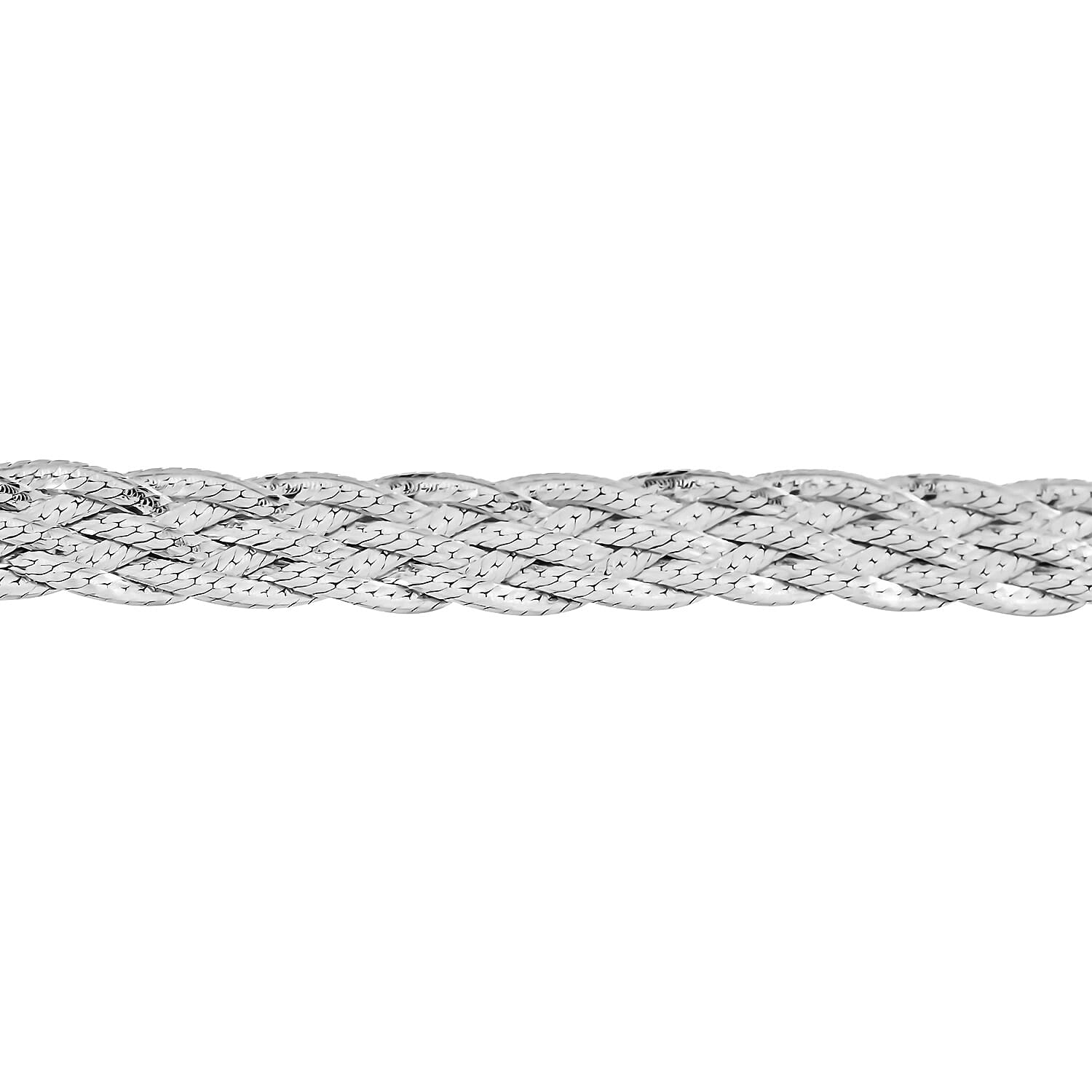 Sterling Silver Braided Herringbone Necklace, Silver Chain Necklace (20 Inches)