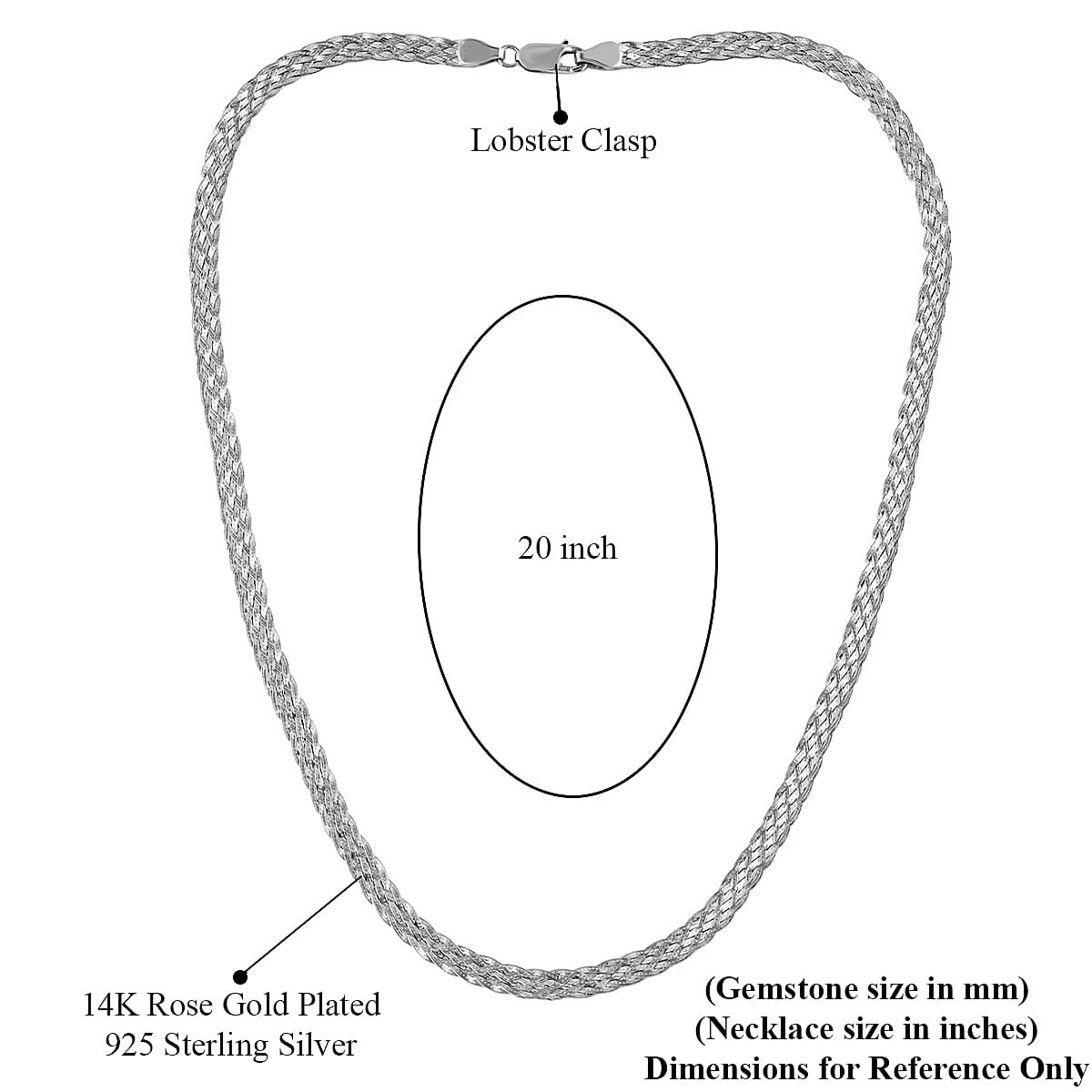 Sterling Silver 5.1mm Braided Herringbone Necklace 20 Inches 9.20 Grams image number 3