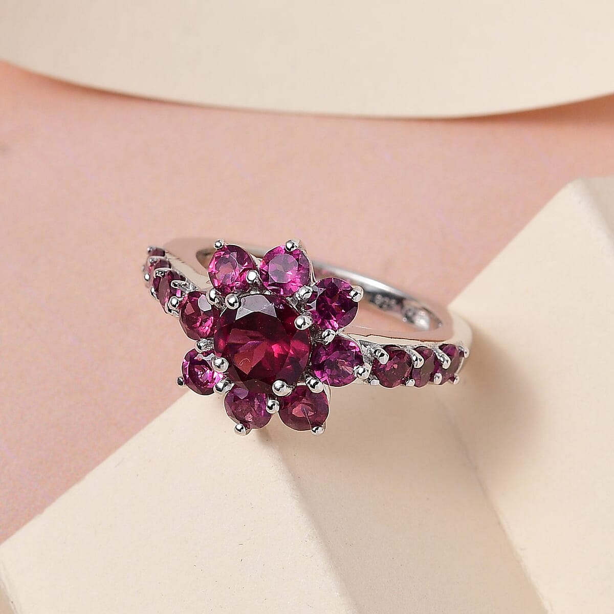 Orissa Rhodolite Garnet Floral Ring in Platinum Over Sterling Silver (Size 10.0) 2.75 ctw image number 1