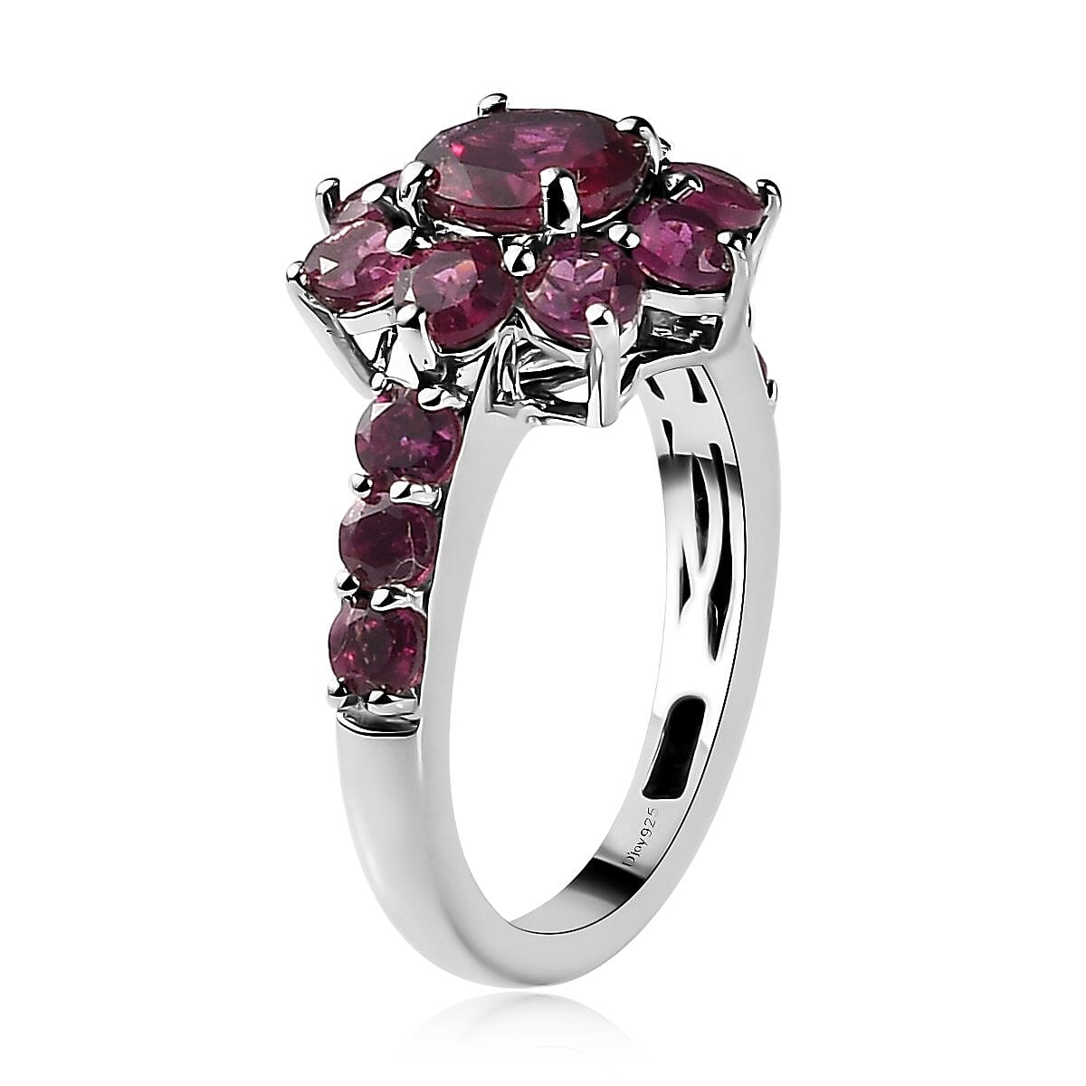 Orissa Rhodolite Garnet Floral Ring in Platinum Over Sterling Silver (Size 10.0) 2.75 ctw image number 3