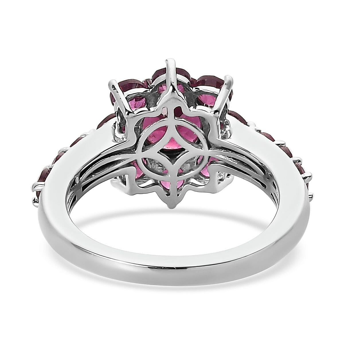 Orissa Rhodolite Garnet Floral Ring in Platinum Over Sterling Silver (Size 10.0) 2.75 ctw image number 4