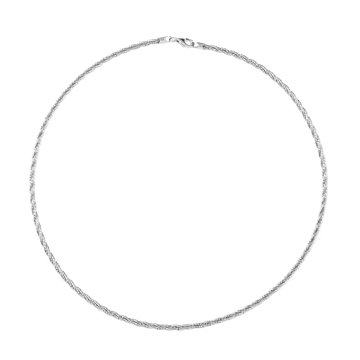 3 Row Twist Spring Omega Necklace, Rhodium Over Sterling Silver Necklace, 18 Inch Necklace  2.7mm 12.60 Grams image number 0