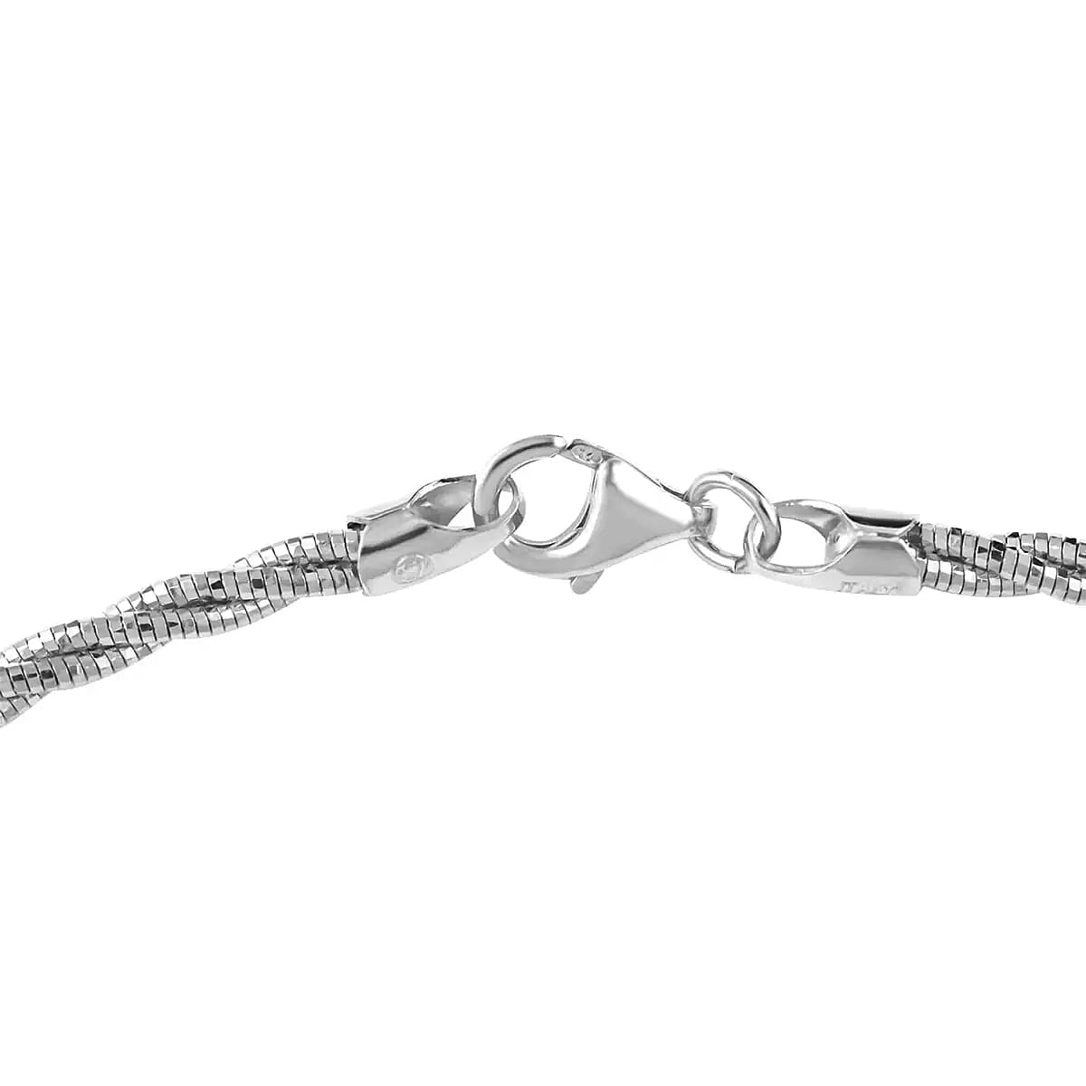 3 Row Twist Spring Omega Necklace, Rhodium Over Sterling Silver Necklace, 18 Inch Necklace  2.7mm 12.60 Grams