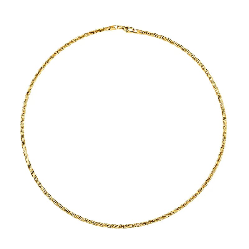 3 Row Twist Spring Omega Necklace, 14K Yellow Gold Over Sterling Silver Necklace, 18 Inch Necklace  2.7mm 13.10 Grams