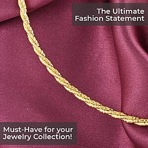 3 Row Twist Spring Omega Necklace, 14K Yellow Gold Over Sterling Silver Necklace, 18 Inch Necklace  2.7mm 13.10 Grams
