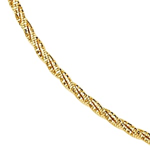 3 Row Twist Spring Omega Necklace, 14K Yellow Gold Over Sterling Silver Necklace, 18 Inch Necklace  2.7mm 13.10 Grams