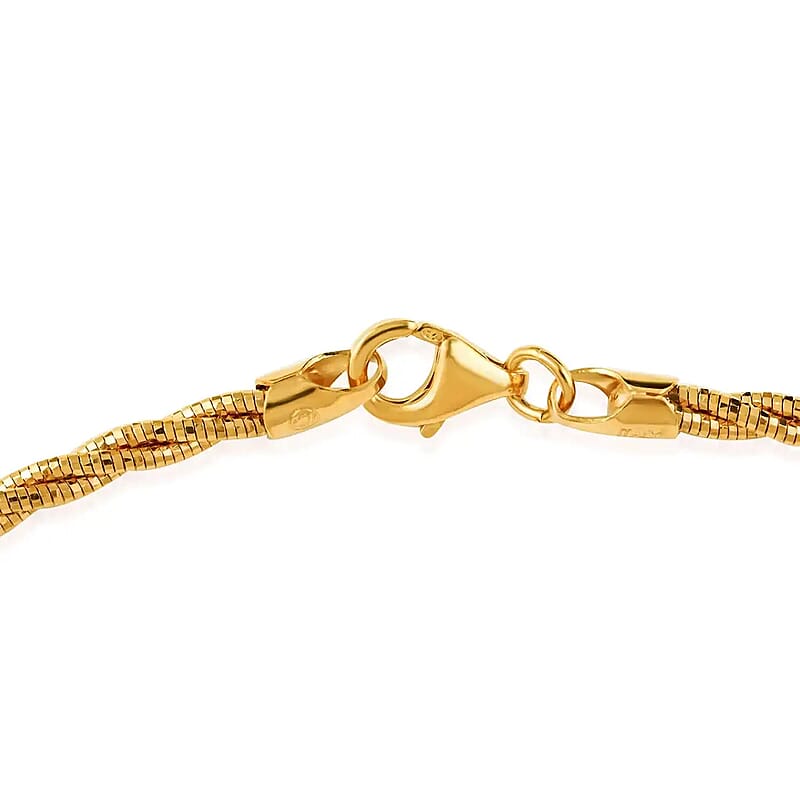 3 Row Twist Spring Omega Necklace, 14K Yellow Gold Over Sterling Silver Necklace, 18 Inch Necklace  2.7mm 13.10 Grams