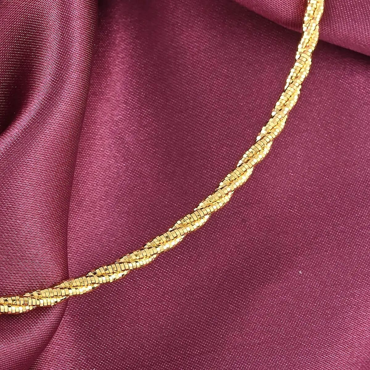 3 Row Twist Spring Omega Necklace, 14K Yellow Gold Over Sterling Silver Necklace, 18 Inch Necklace  2.7mm 13.10 Grams image number 5