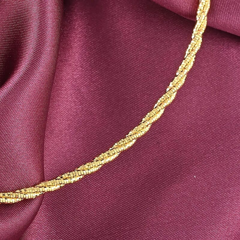 3 Row Twist Spring Omega Necklace, 14K Yellow Gold Over Sterling Silver Necklace, 18 Inch Necklace  2.7mm 13.10 Grams