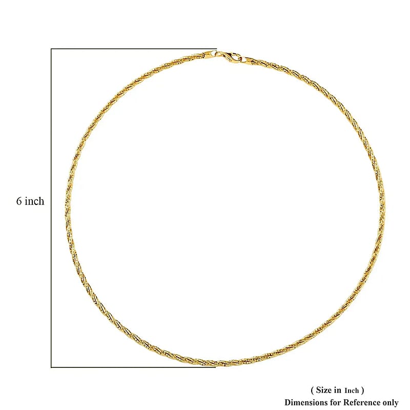 3 Row Twist Spring Omega Necklace, 14K Yellow Gold Over Sterling Silver Necklace, 18 Inch Necklace  2.7mm 13.10 Grams
