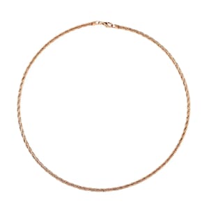 3 Row Twist Spring Omega Necklace, 14K Rose Gold Over Sterling Silver Necklace, 18 Inch Necklace  2.7mm 13.20 Grams