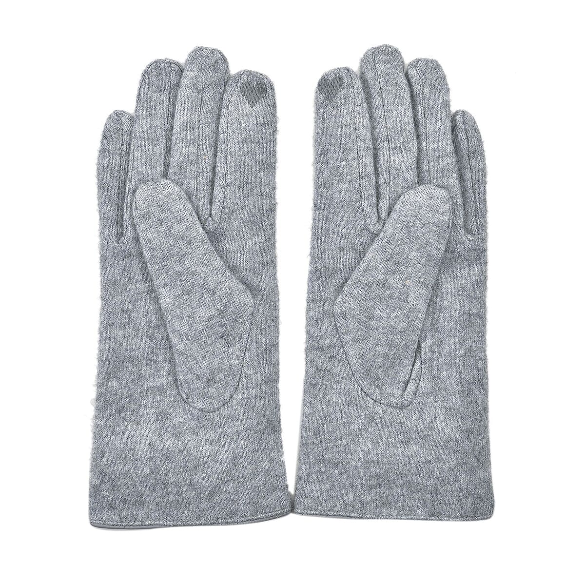 Gray Cashmere Warm Gloves with Bowknot and Equipped Touch Screen Friendly image number 1