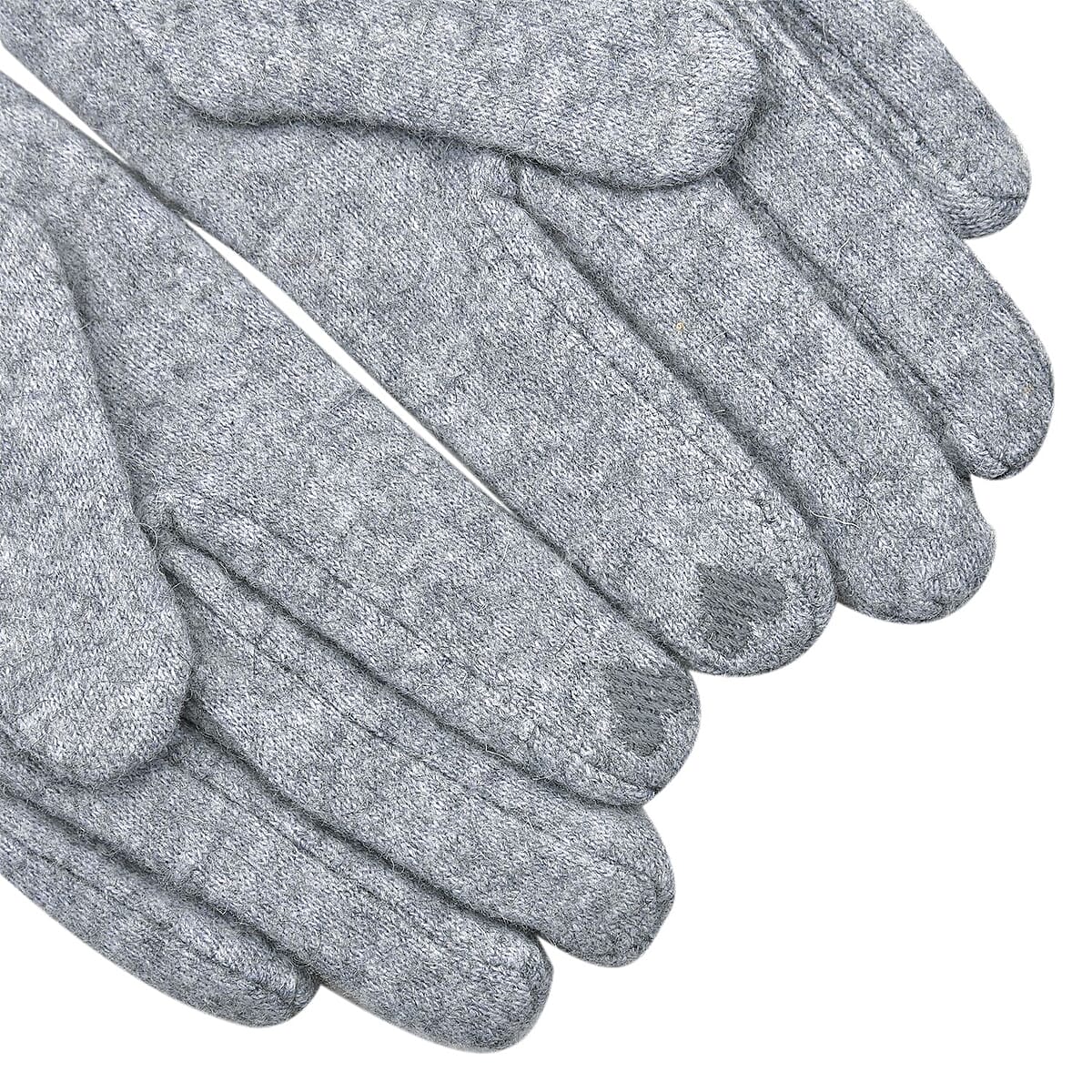 Gray Cashmere Warm Gloves with Bowknot and Equipped Touch Screen Friendly image number 3