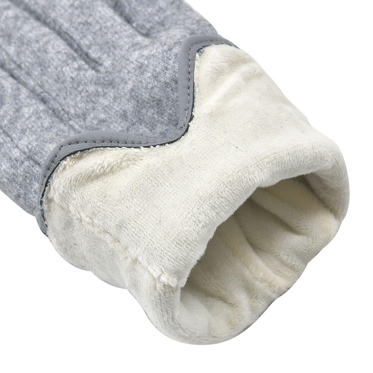 Gray Cashmere Warm Gloves with Bowknot and Equipped Touch Screen Friendly image number 5
