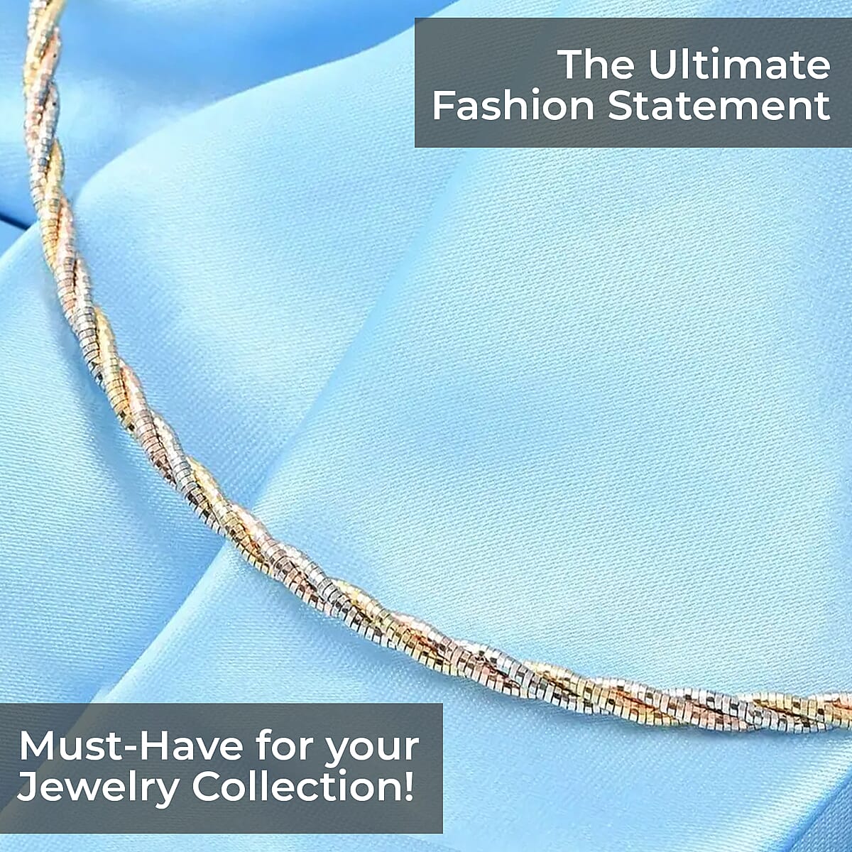 3 Row Twist Spring Omega Necklace, 14K Rose Gold And Yellow Gold Over Sterling Silver Necklace, 18 Inch Necklace, Dual Tone Necklace  2.7mm 13.20 Grams image number 1