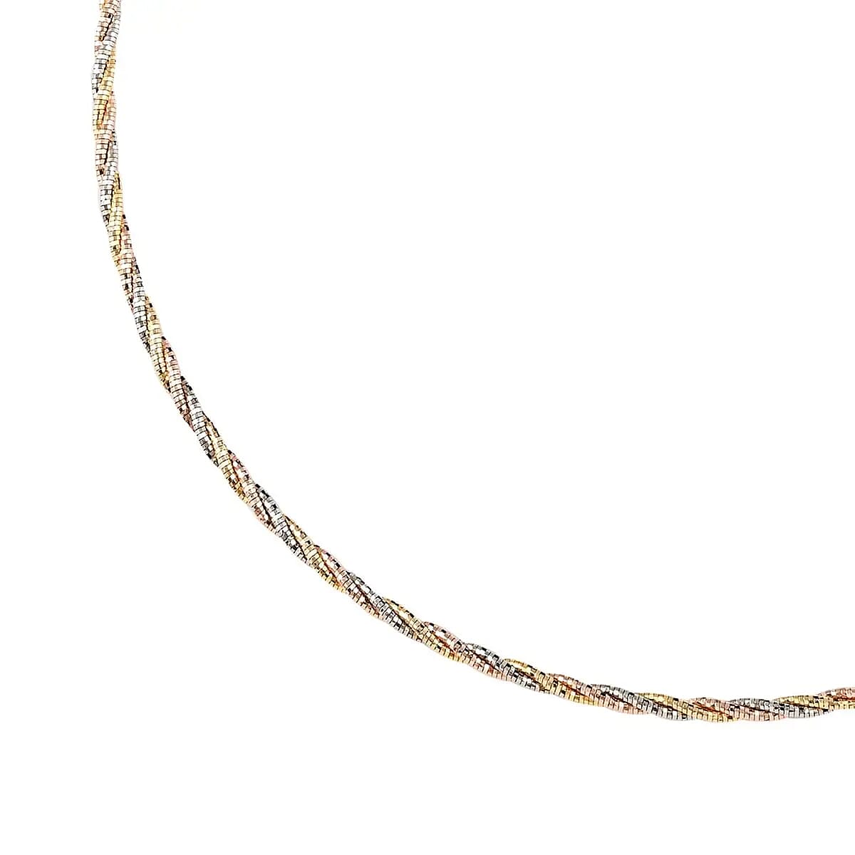 3 Row Twist Spring Omega Necklace, 14K Rose Gold And Yellow Gold Over Sterling Silver Necklace, 18 Inch Necklace, Dual Tone Necklace  2.7mm 13.20 Grams image number 3