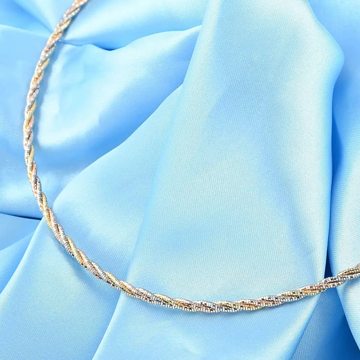 3 Row Twist Spring Omega Necklace, 14K Rose Gold And Yellow Gold Over Sterling Silver Necklace, 18 Inch Necklace, Dual Tone Necklace  2.7mm 13.20 Grams image number 5