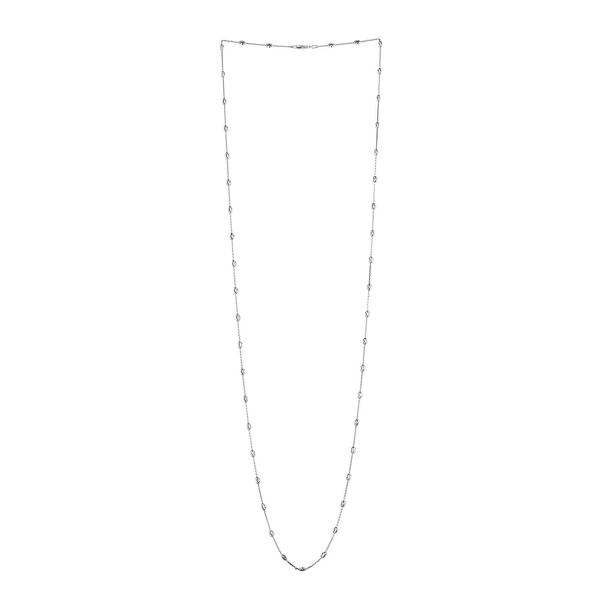 Sterling Silver 3mm Station Oval Moon Diamond Cut Chain Necklace (36 Inches) (7.90 g) image number 3