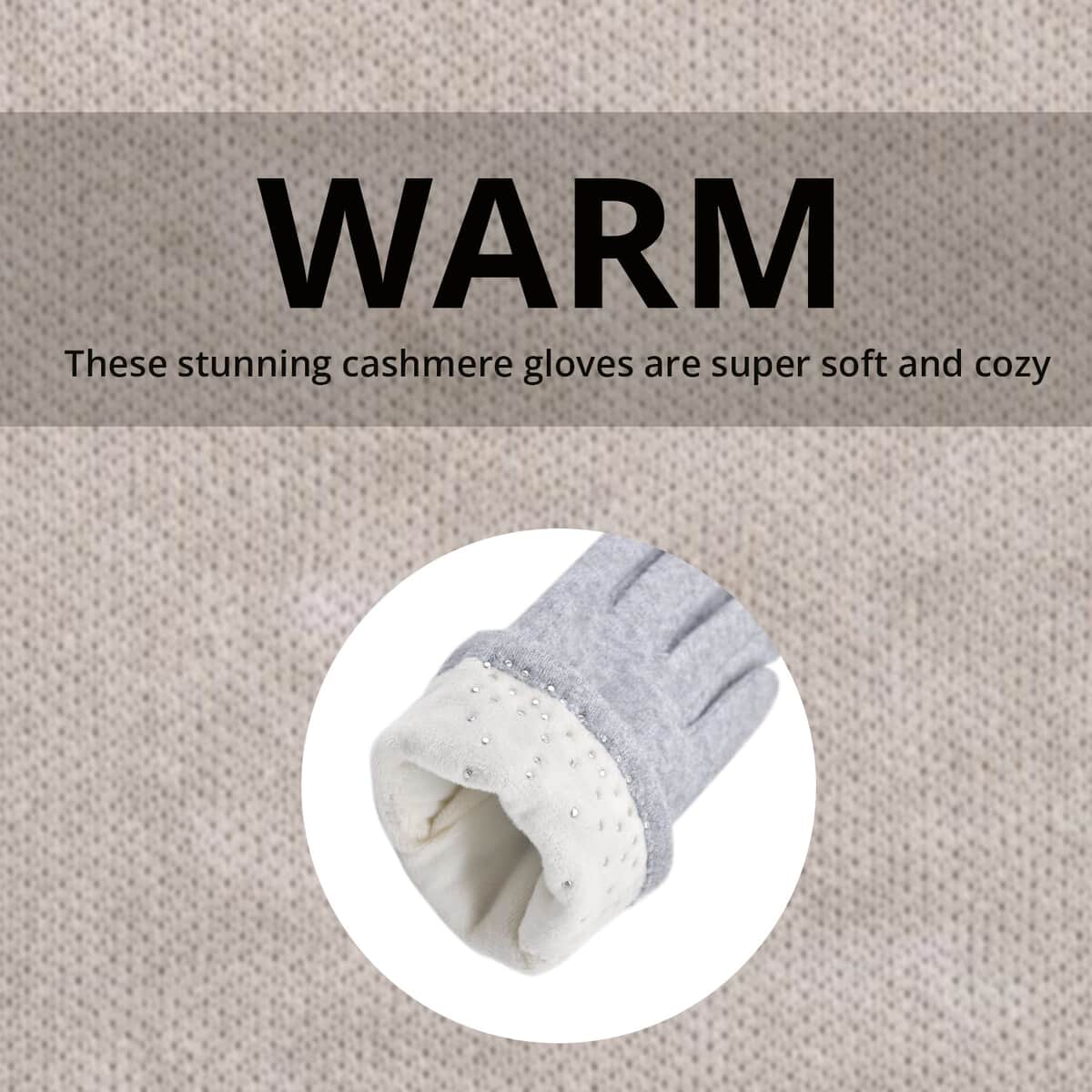 Gray Warm Cashmere Gloves with Resin Beads and Equipped Touch Screen Friendly , Driving Gloves , Bike Gloves , Winter Gloves , Cycling Gloves , Snow Gloves image number 1