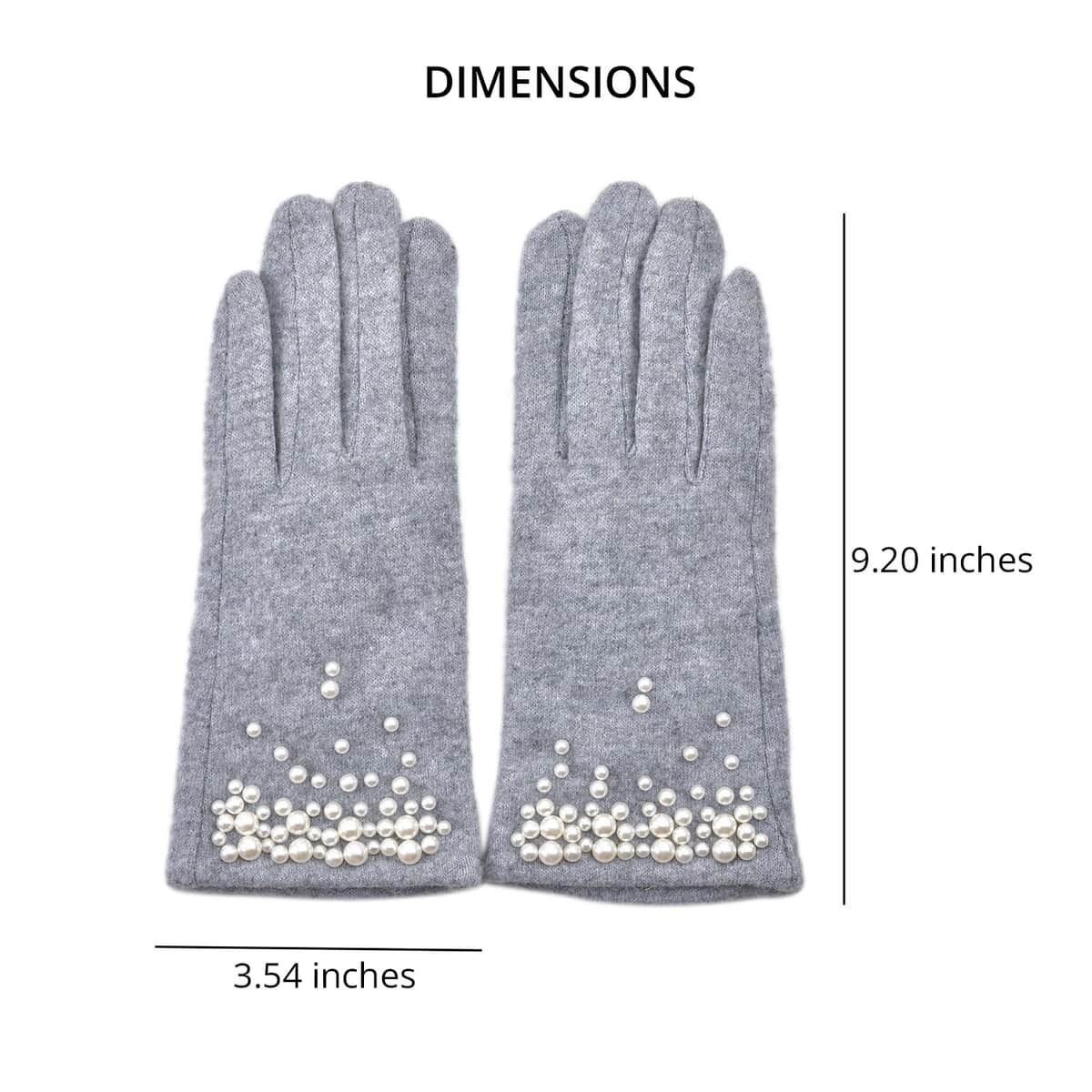 Gray Warm Cashmere Gloves with Resin Beads and Equipped Touch Screen Friendly , Driving Gloves , Bike Gloves , Winter Gloves , Cycling Gloves , Snow Gloves image number 3