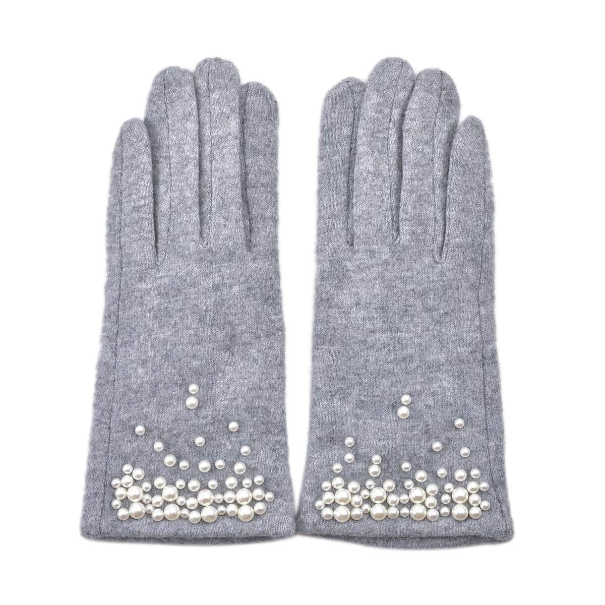 Gray Warm Cashmere Gloves with Resin Beads and Equipped Touch Screen Friendly , Driving Gloves , Bike Gloves , Winter Gloves , Cycling Gloves , Snow Gloves image number 4
