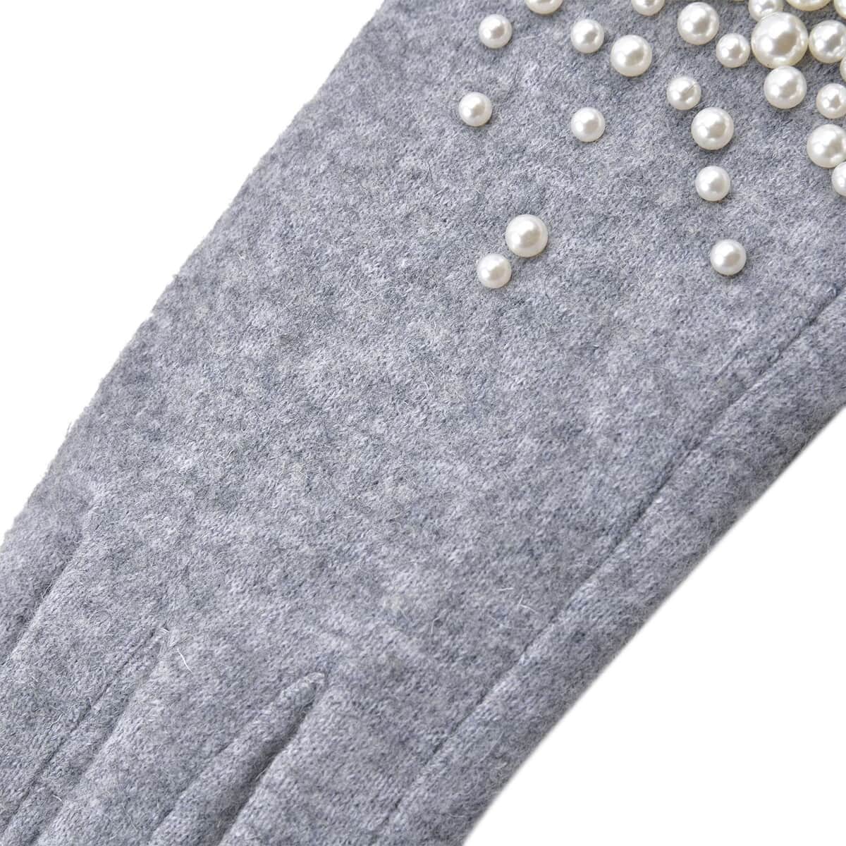 Gray Warm Cashmere Gloves with Resin Beads and Equipped Touch Screen Friendly , Driving Gloves , Bike Gloves , Winter Gloves , Cycling Gloves , Snow Gloves image number 6