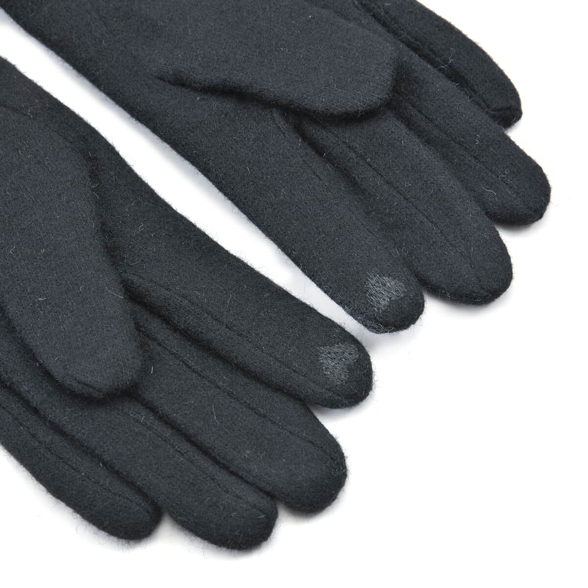 Black Cashmere Blend Gloves with Pearl Bead Detail and Touch Screen Function – One Size Fits Most image number 3