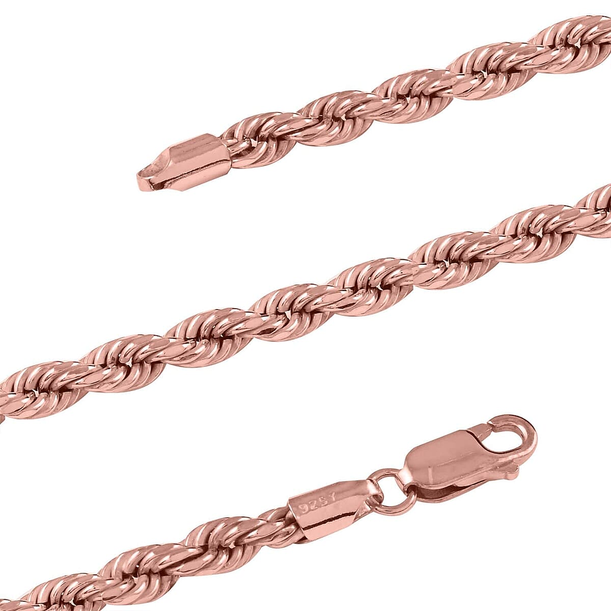 14K Rose Gold Over Sterling Silver 4mm Rope Chain Necklace 24 Inches 15.70 Grams image number 2