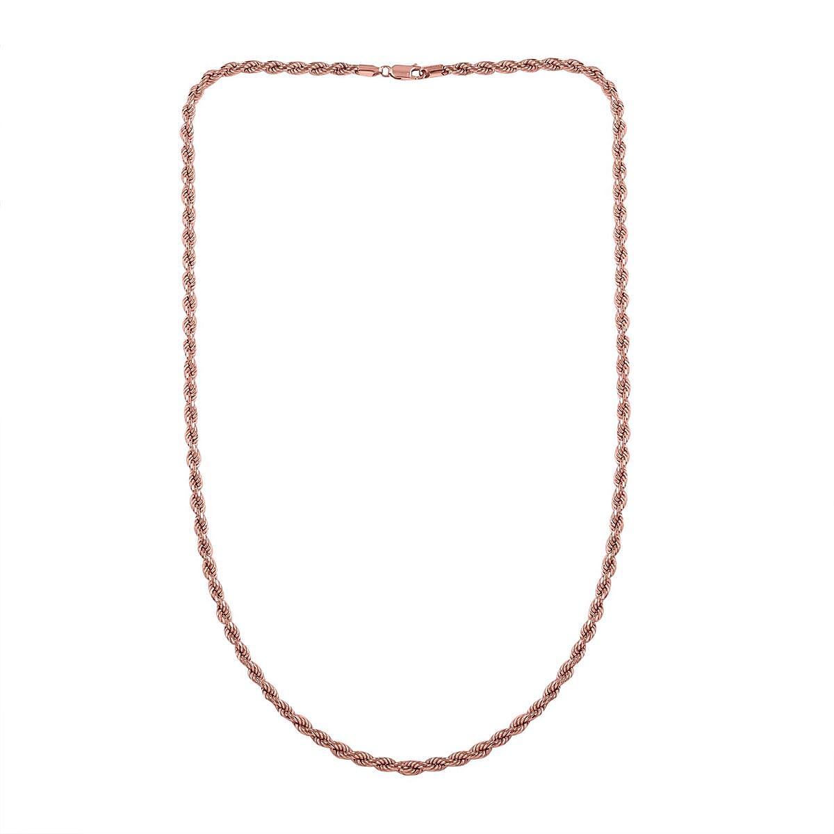 14K Rose Gold Over Sterling Silver 4mm Rope Chain Necklace 24 Inches 15.70 Grams image number 5