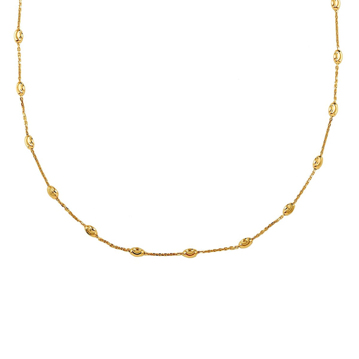 14K Yellow Gold Over Sterling Silver 3mm Station Oval Moon Diamond Cut Chain Necklace 36 Inches 7.90 Grams image number 3