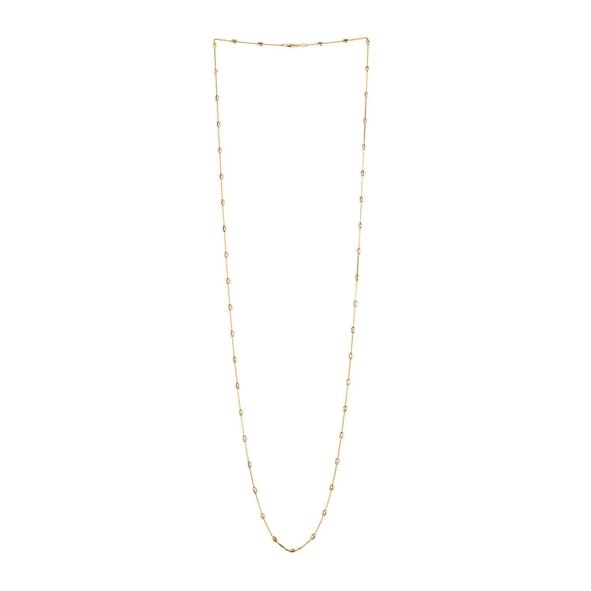14K Yellow Gold Over Sterling Silver 3mm Station Oval Moon Diamond Cut Chain Necklace 36 Inches 7.90 Grams image number 4